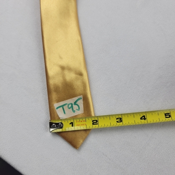 Set of 5 gold ultra skinny 2 " neckties wedding graduation groomsmen - Picture 3 of 4